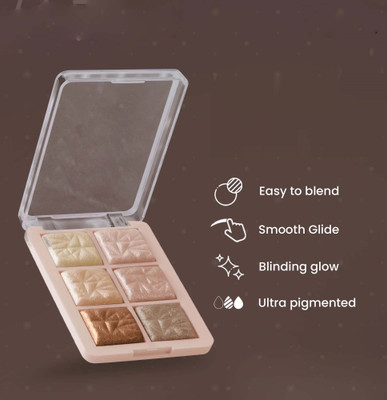 EVERERIN Simmer Highlighter Palette 6 in 1 Ultra Blendable & Long Lasting  Highlighter(multicolor)