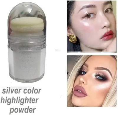 Jiwoo Highlighter Powder Makeup Face Glow Highlight Brighten Shimmer Makeup Highlighter(SILVER)