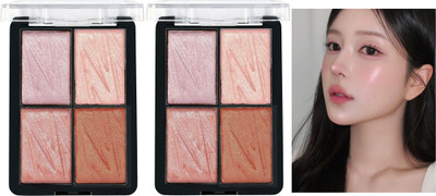 EVERERIN 4 Shade Ultra Pigmented Velvety Highlighter Palette for face makeup Highlighter(multicolor)