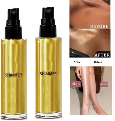 Luipui Body face glow Shimmer Spray Liquid Highlighter Multi Use Highlighter (GOLD-2) Highlighter(GOLDEN)