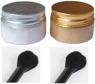 THTC shimmery powdery face & body powder highlighter pack of 2 Highlighter(Silver, GOLD)