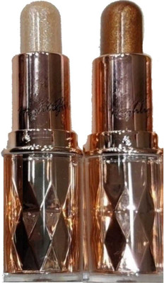 LOVE HUDA Professional Illuminating 2 Shades Bronzer Shimmer Blusher Pen Face Highlighter(Golden & Silver)