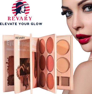 revary Makeup Book 4-in-1 Foldable Makeup Palette | All-in-One Book for All Skin Tones Highlighter(MULTI)