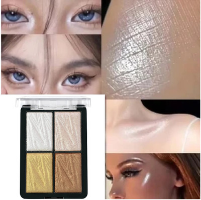 REIMICHI 4 Colour Highlighter Palette | Blendable & Long Lasting Highlighter(MULTICOLOR)