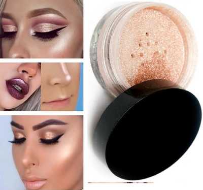 Aylily Golden Shiny Face Makeup Shimmer Powdery Highlighter Light Pearls Loose Highlighter(Gold)