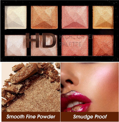 USBK Highlighter Makeup Palette Shimmery Powder Makeup Palette Highlighter(MULTICOLOR)