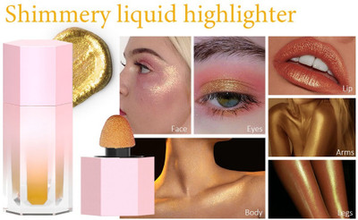 REIMICHI Highly Pigmented Liquid Contour,Body Shimmer Luminizer Stick Highlighter(gold)