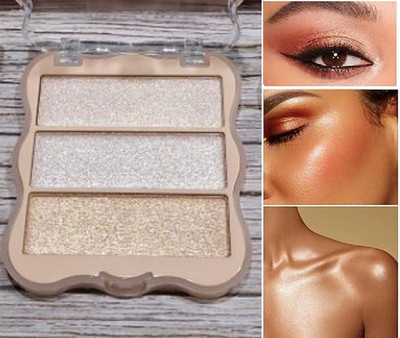 Jiwoo 3 Shades Face Highlighter Palette Highlighter 02 Highlighter(MULTI COLOR)