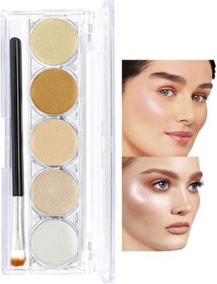 Yuency 5 multi color pressed Highlighter Palette water proof & ong lasting Highlighter(MULTI COLOR)