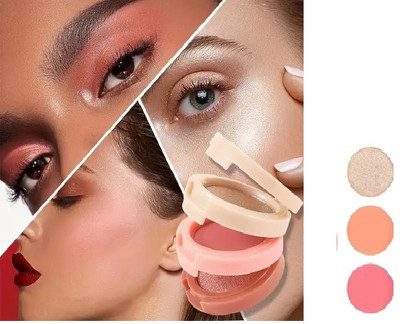Vyomiris MATTE FINISH LOOK WATERPROOF 3 IN 1 MAKE UP BLUSHER PALETTE Highlighter(multi color)