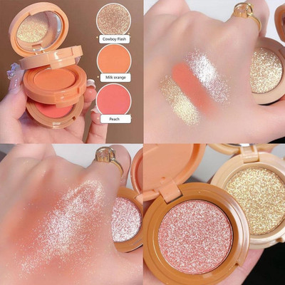 Jiwoo 3 In 1 Matte Highlighter Palette Pearly Blush Shiny Eyeshadow Face Makeup Highlighter(MULTI-COLOUR)