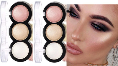 THTC Combo 3 Color Backed Highlighter Easy-to-blend Highlighter(multi colour)