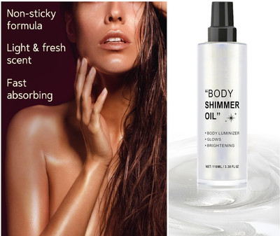 tanvi27 Body Highlighter Bronzer Liquid Lotion Glow Makeup Silver Shimmer Luminizer Highlighter(White)
