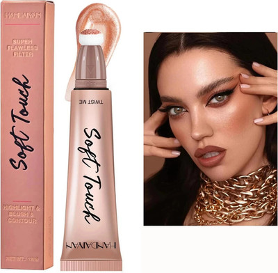 Cosluxe Liquid Highlighter Stick with Cushion Applicator, Long Lasting Natural Matte Highlighter(Finish Silky Cream Face Highlighter and Bronzer Stick H2)