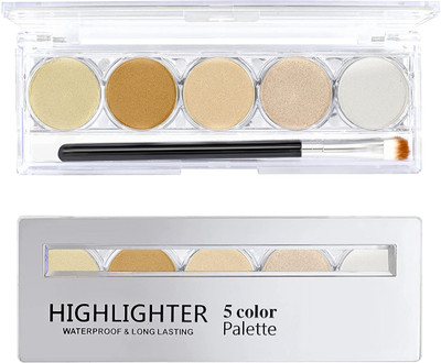 YAWI 5 Color Highlighter Palette Easy To Blend Formula Highlighter(MULTICOLOR)