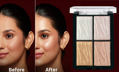 Sheny 4-in-1 highlighter blush and highlighter palette with four shades long-lasting Highlighter(MULTICOLOR)