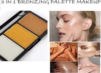 Luipui BEST MAKEUP 3 IN 1 BRONZING PALETTE HIGHLIGHTER, CONTOUR AND BLUSH MAKEUP Highlighter(MULTICOLOR)