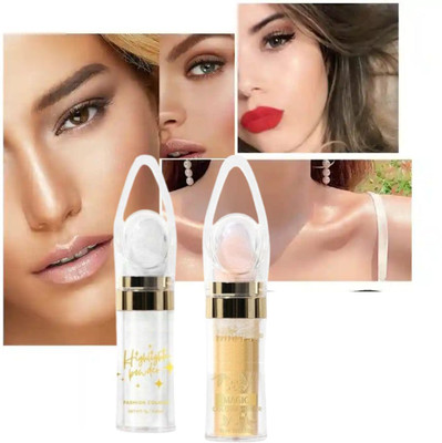 BLUST&FAMME Smudgeproof Golden,silver stick highlighter pack of 2 Highlighter(Multicolour)