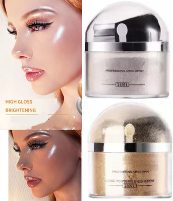 Latixmat GOLD & SILVER 2 IN 1 GLIITER SHIMMER FINISH MULTI USE LOOSE HIGHLIGHTER POWDER Highlighter(MULTI COLOR)