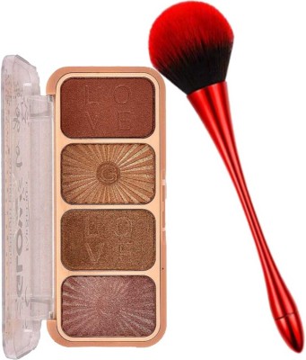 LOVE HUDA Professional HD 4 Shades Baked Face Highlighter Palette With Makeup Brush, Highlighter(Multicolor)