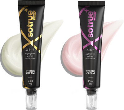 Sotrue Strobe Cream Gold & Pink for Face Radiance, Multipurpose Strobe Cream Highlighter(Pink & Gold)