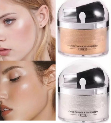 YAWI HIGH QUALITY SHIMMERRY SHINE SHIMMER LOOSE GOLD & SILVER POWDER COMBO Highlighter(GOLD, SILVER)