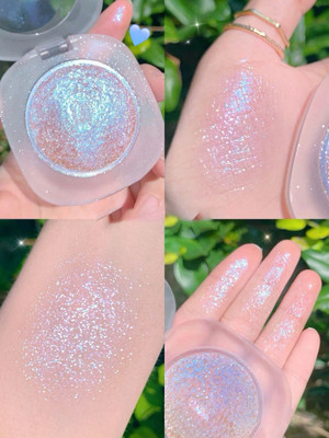 HUZURLU Color shift makuep highlighter face for shiny pink makueup look Highlighter(silver to pink)