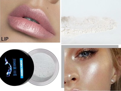 BLUEMERMAID Highlighter Powder Brighten Flash Body Shimmer Powder Natural Shiny Powder Highlighter(SILVER)