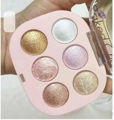Arcanuy 6 Colour Magic Shiny Glow Baked Blusher Highlighter(MULTI COLOUR)