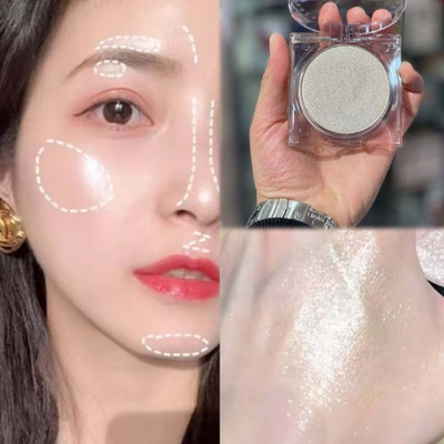 GULGLOW99 korean Highlighter Powder Palette Makeup Long-lasting Glow Face Highlighter(SILVER)