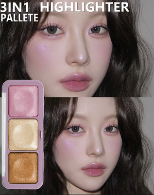 AEPRUY Highlight & Bronzer Palette Ultra Glow  Highlighter(pink, off white and gold)