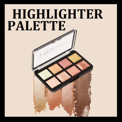 NADJA Highlighter Palette for Face Makeup, 8 Multishades Long Wear Highlighter Palette Highlighter(MULTI COLOR)