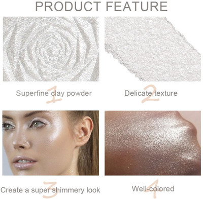 FLORERO Highly-Pigmented Powder Highlighter with Luminous Finish  Highlighter(WHITE)