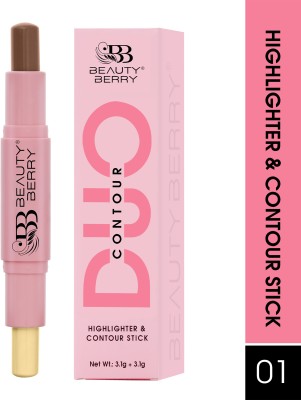 Beauty Berry Duo Contour and Highlighter Stick Infused with Cocoa Butter Highlighter(Shade - 01)