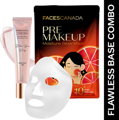 FACES CANADA Strobe Cream (18ml) + Pre-Makeup Moisture Sheet Mask (20g) | Highlighter(Rose Gold)
