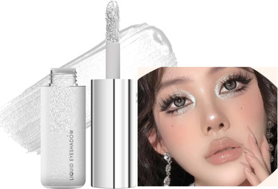 Emijun Liquid Shiny Eyeshadow Pearlescent Shimmer Lasting Monochrome Pearly Highlighter(SILVER)