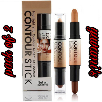 Yuvami's Highlighter and Contour Stick Highlighter Concealer Pack of 2(Beige,10g) Highlighter(Beige)
