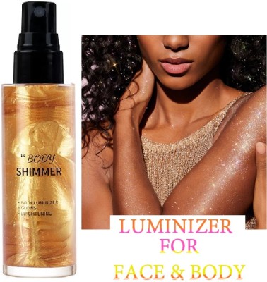 Yuency Gold Illuminator face & body shine Spray Highlighter(golden)