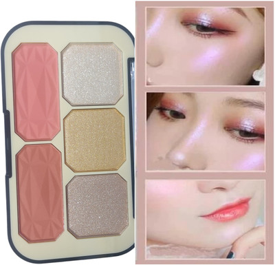 luzimaisa 3 in 1 Highlighter Makeup Powder Two Colors Blush Highlighter(Multicolor)