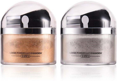 GFSU ILLUMINATOR SHIMMERY SHINY GLOW FACE MAKEUP POWDERY GOLD & SILVER HIGHLIGHTER Highlighter(Golden, Silver)