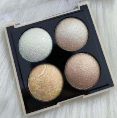 Latixmat Baked Highlighter Palette in 4 Pigmented Shimmer Powders Highlighter(Multicolor)