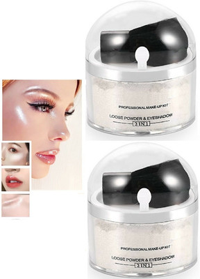 YAWI Combo of 2 sliver Glitter Face Loose Powder  Highlighter(SILVER)