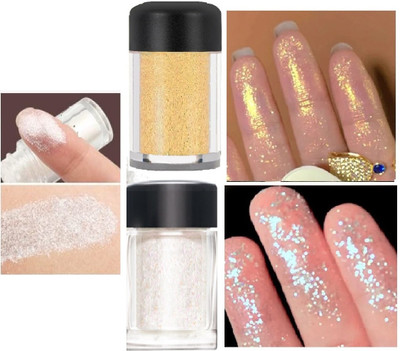 Latixmat MULTI USE SHIMMER POWDER EYESHADOW & HIGHLIGHTER COMBO Highlighter(GOLD, SILVER)