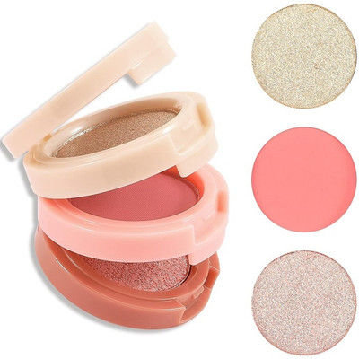 EVERERIN 3 in 1 Blush and Highlighter Kit, Facial Cheek Blusher Contour Highlighter(MULTI)
