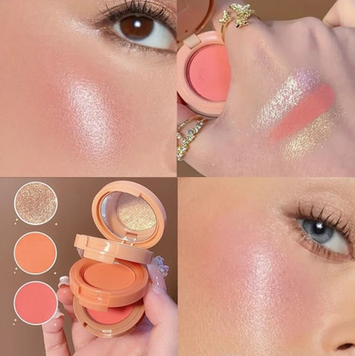MYEONG 3-In-1 Highlighter Powder Palette Matte Blush Eyeshadow Multipurpose Highlighter(Multcolor)