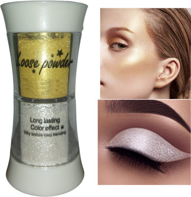 ADJD WHITE & GOLD MULTI COLOR HIGHLIGHTER AND EYE SHADOW HIGHLIGHTER Highlighter(yellow,silver)