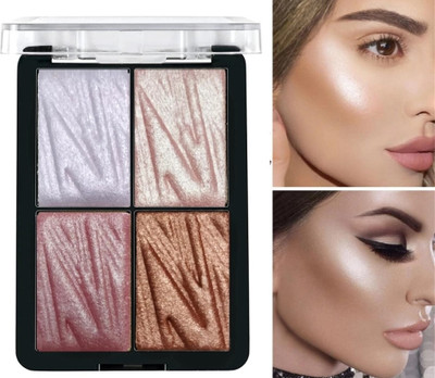 HUZURLU Highlighter Palette Weightless Longlasting Illuminating Glow Face Kit Highlighter(multi color)