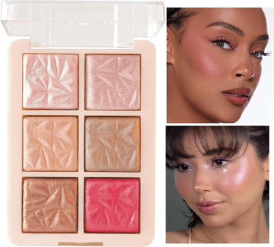 EVERERIN 6 in 1 Shimmering Powder Highlighter ,Waterproof Long Lasting Highlighter(multicolor)