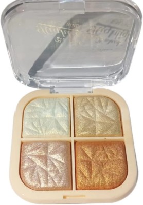 DRIZZLE 4 Shade Glow Baked Face Highlighter Palette Face Brightening  Highlighter(pink, cream, golden, orange)