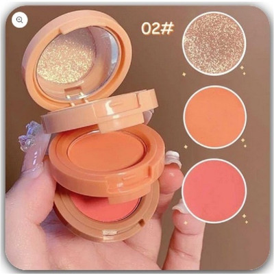 GFSU - GO FOR SOMETHING UNIQUE 3-In-1 Highlighter Powder Palette Matte Blush Eyeshadow Multipurpose Highlighter(multicolor)
